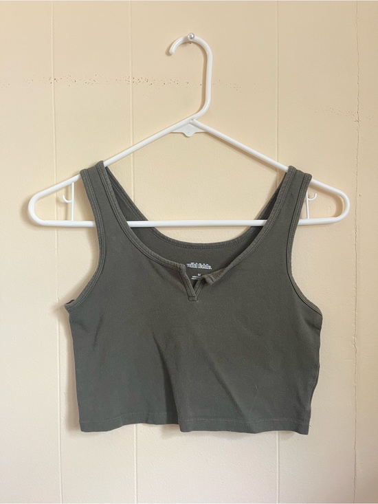 Target Tops - Wild Fable Army Green Notch Neck Cropped Tank